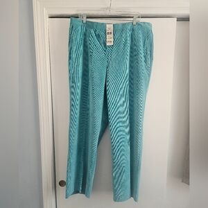 Alfred Dunner Corduroy Elastic Waist Proportioned Aqua 18W Stretch Pants